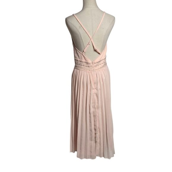 LULU'S Peach Beaded Pleated Midi Gown - Picture 4 of 7